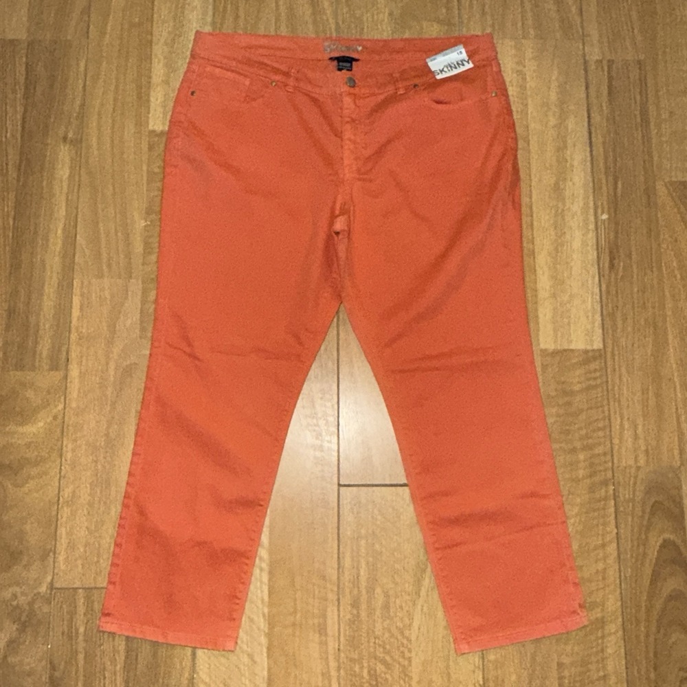 Women's New York & Company Skinny Ankle Jean Pants Coral Size 18